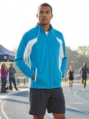Levelwear Men's Blue Colourblock Full Zip Sporty Golf Athletic Jacket Size XL